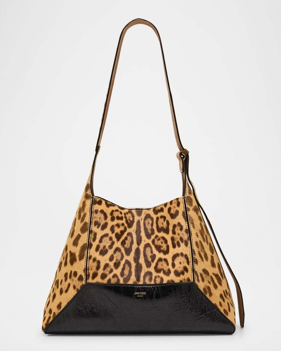 Diamond Leopard Calf Hair Hobo Bag